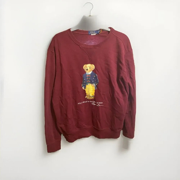 Polo Ralph Lauren Other - Polo Ralph Lauren Preppy Bear Maroon Cherry Sweatshirt Mens Size Medium